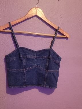 Universal Thread Denim Crop Cami Top - Dark Blue